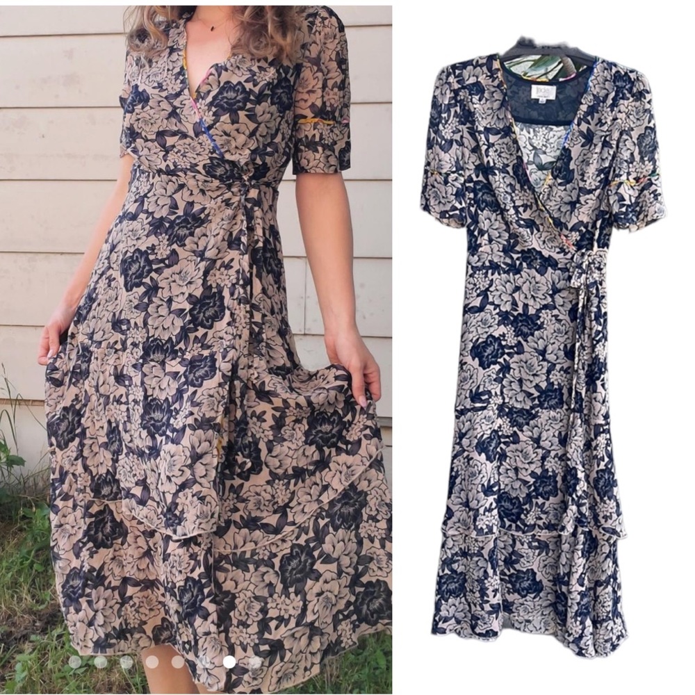 NEW Johnny Was Jade Floral Print Wrap Dress